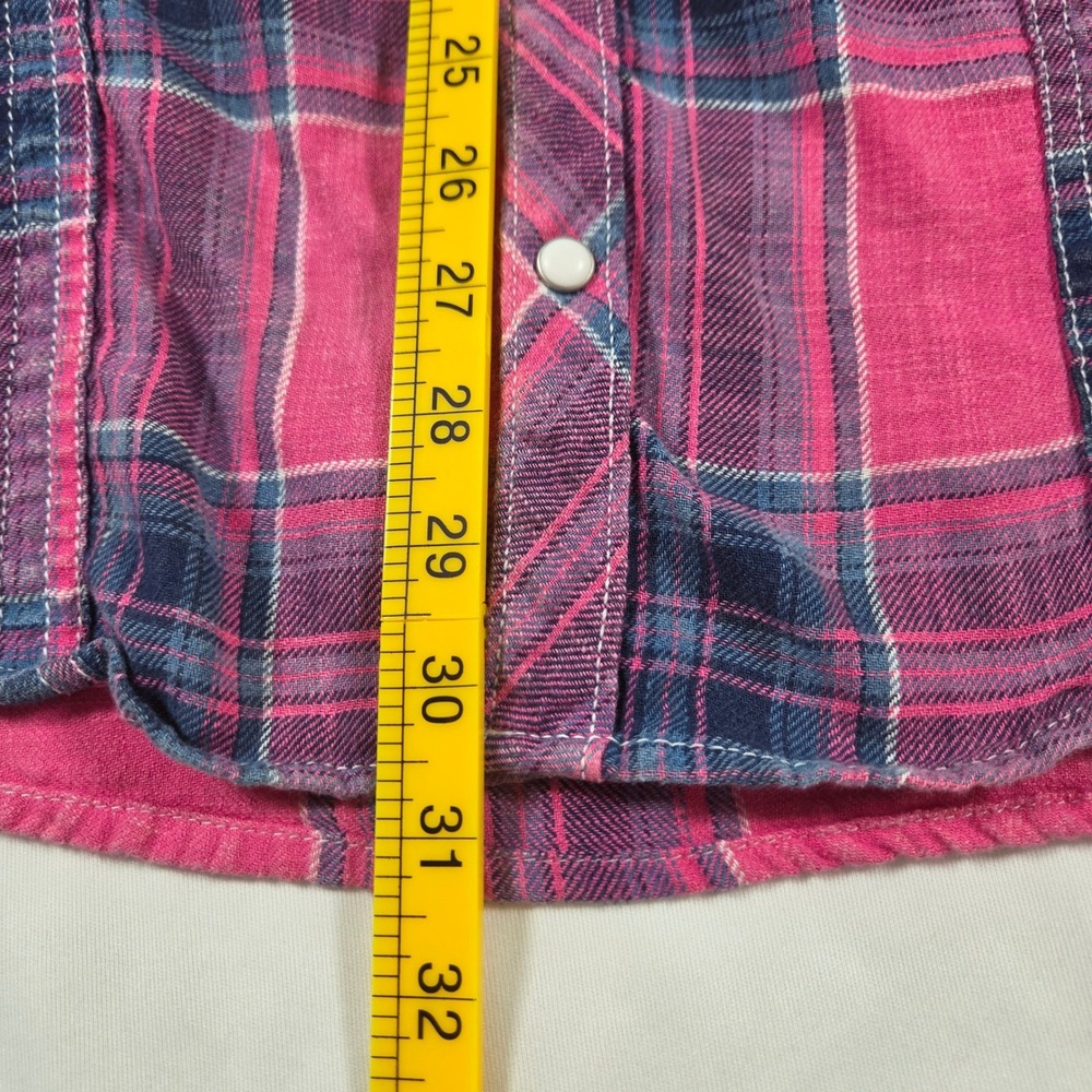 BKE Vintage Mens XL Pink Plaid Western Pearl Snap Short Sleeve Shirt - Picture 11 of 13